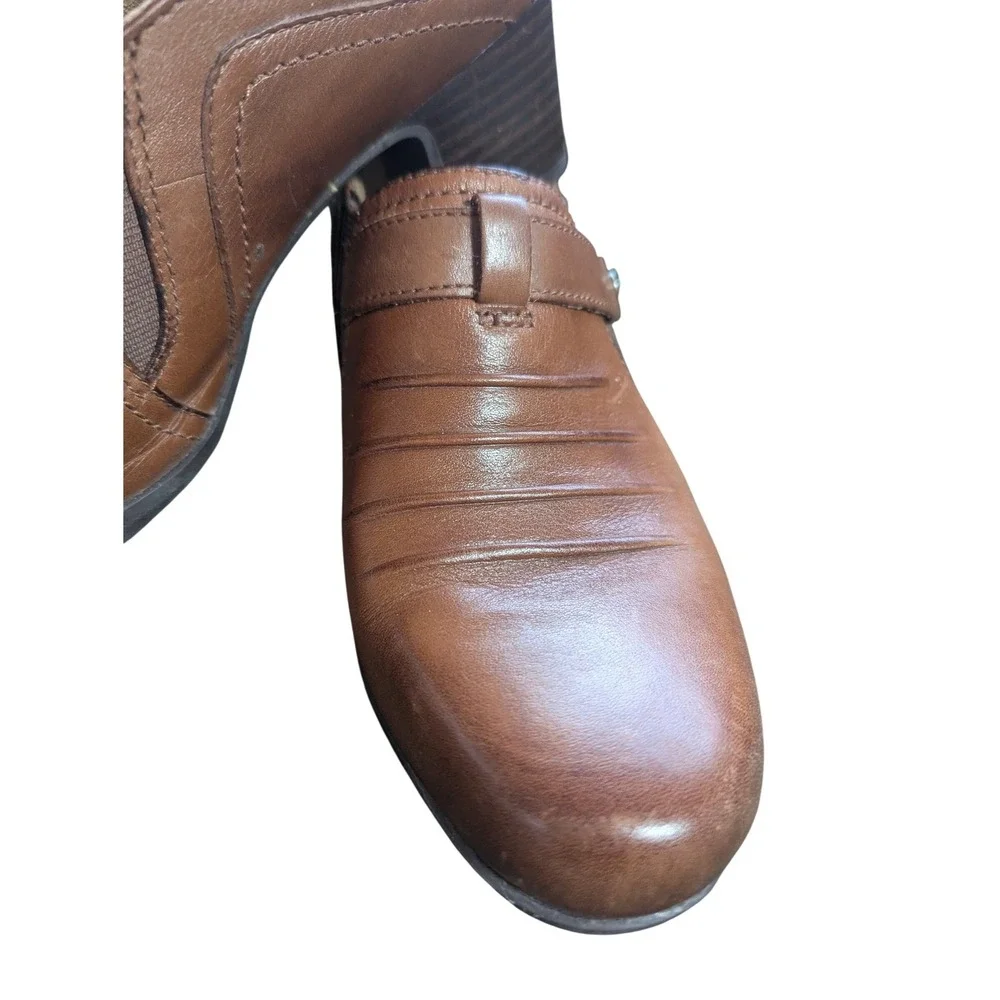 Clarks Artisan Leather Shooties Womens 9 Brown Slip On‎ Block Heel 60587364